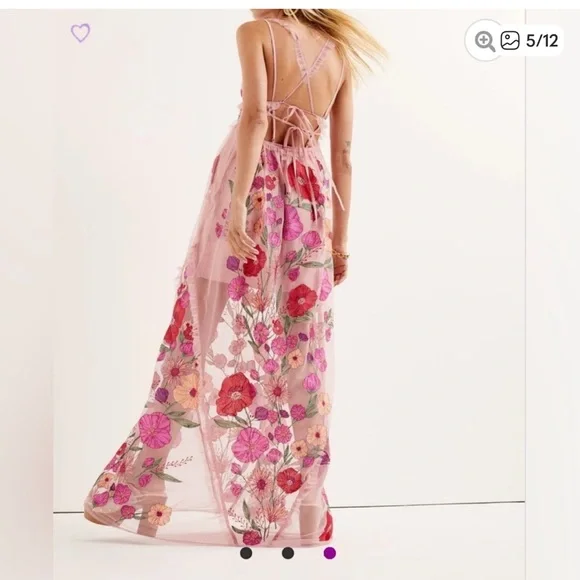 For Love And Lemons Pink Floral Mesh Backless Dress **MISSING THE SLIP*** - Picture 4 of 13